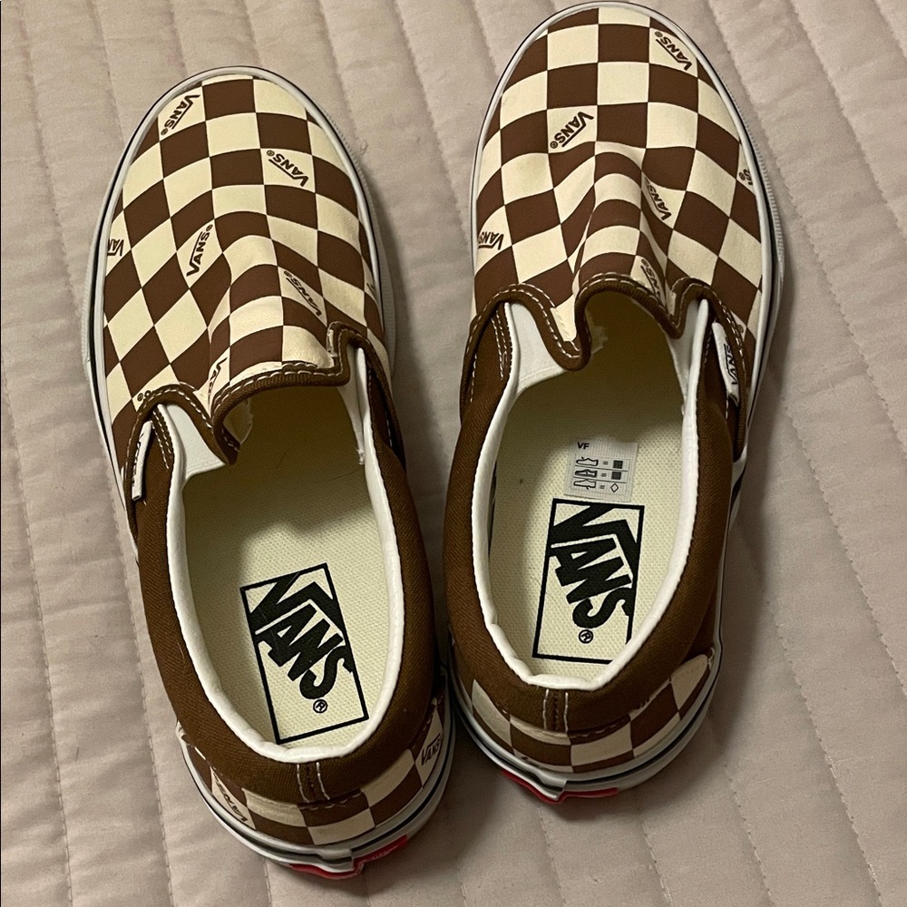 Vans Checkerboard Slip-On in Brown and Cream